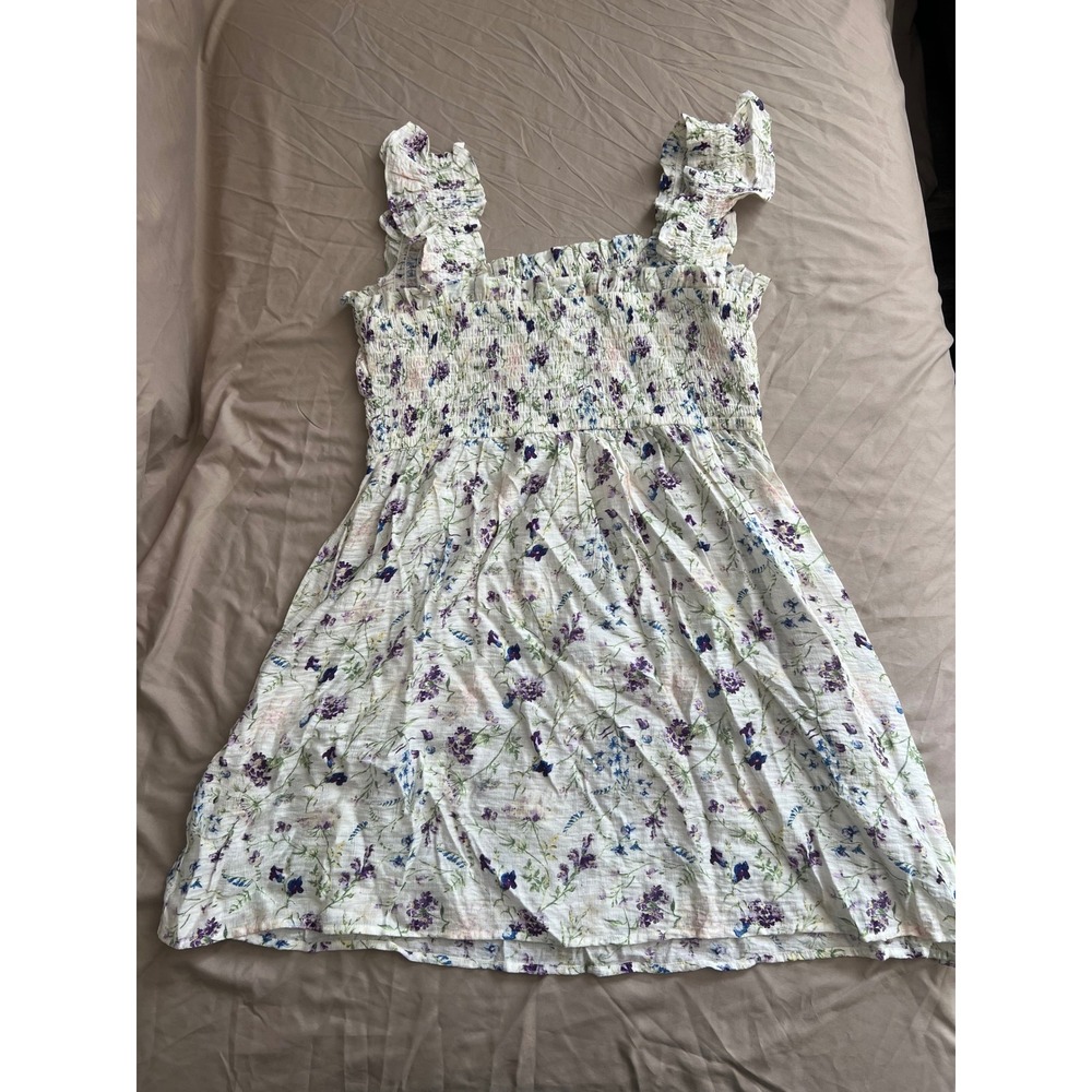 Express Floral Smocked Ruffle Strap Mini Sundress Size L Cottagecore